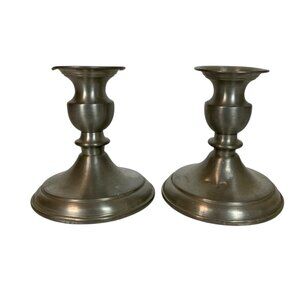 Leonard Genuine Pewter Candlestick Holders Set Of 2 Vintage Made In Bolivia